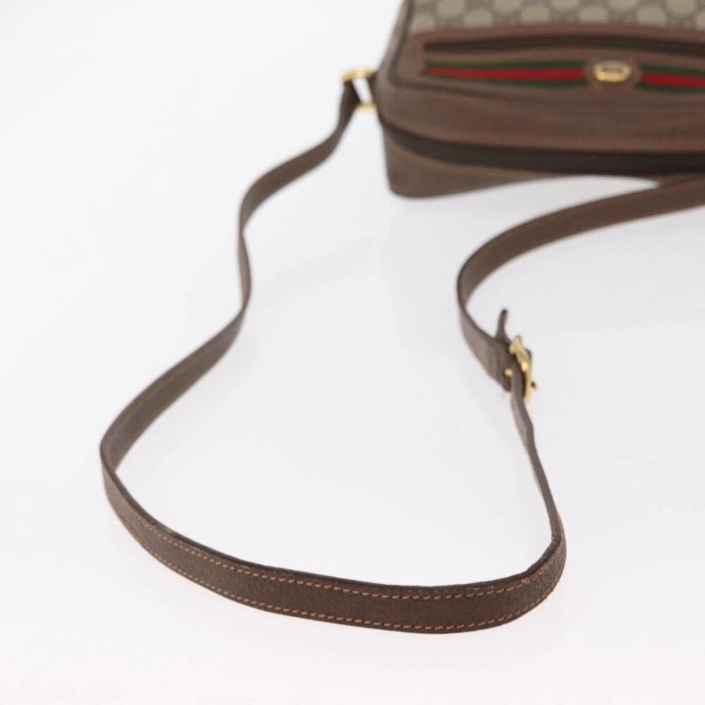 GUCCI GG Supreme Web Sherry Line Bag PVC Beige Red - Picture 8 of 16